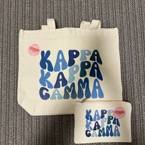 custom brand new kappa kappa gamma tote and pouch set